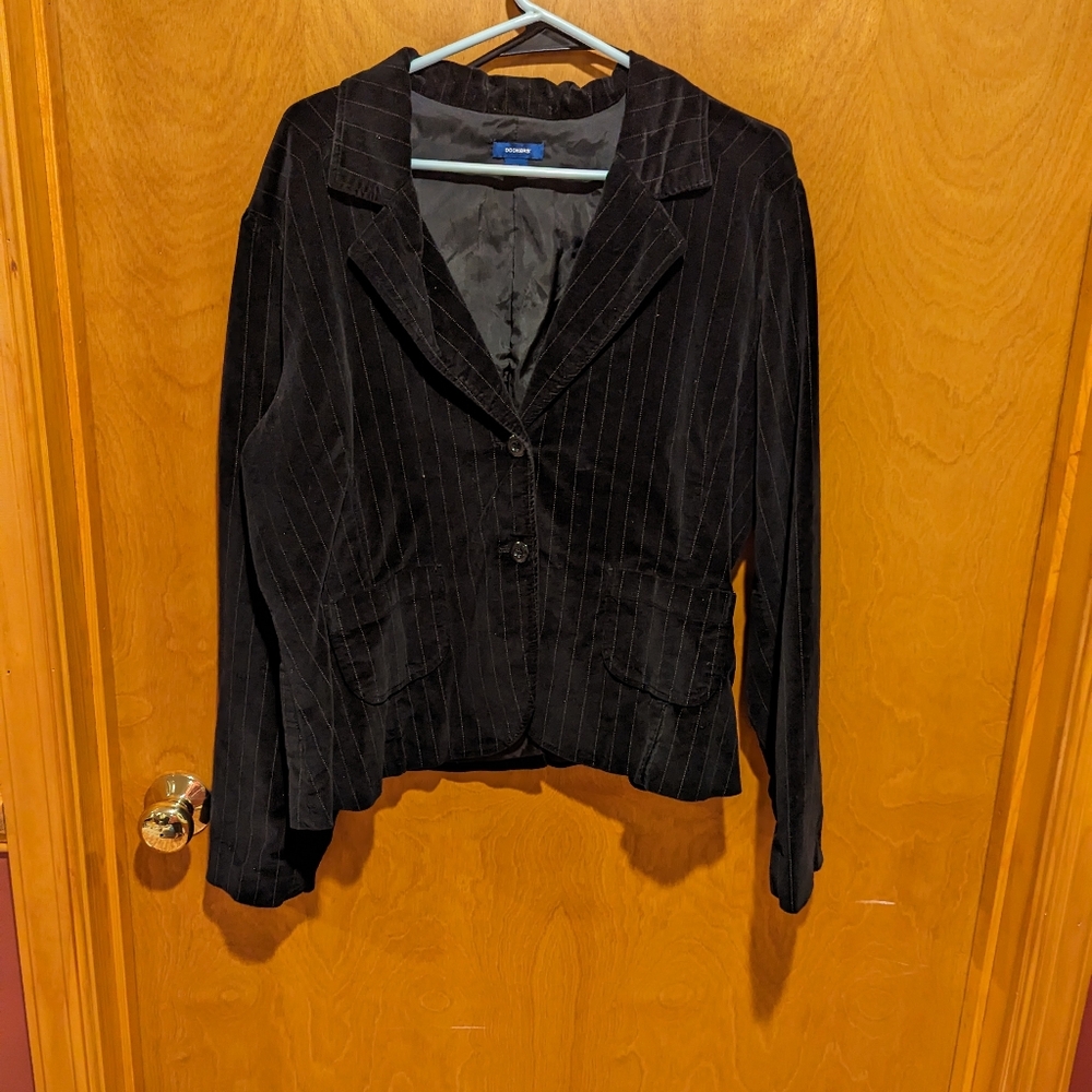 Velvet-feel pinstripe blazer